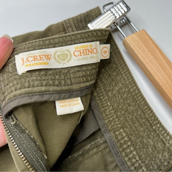 J Crew Womens Chino A Line Skirt Size 0 Olive Green Y2K Knee Length Casual FLAW - Picture 7 of 8